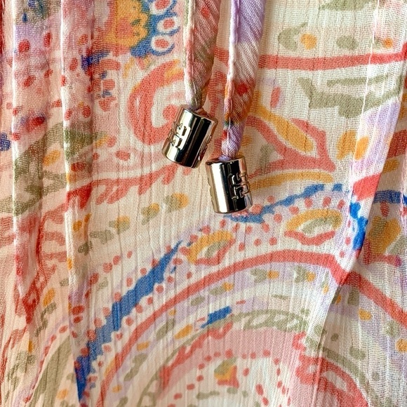 NWOT Tommy Hilfiger Peasant Blouse Lightweight Paisley Pastel Large Bohemian - Picture 5 of 12